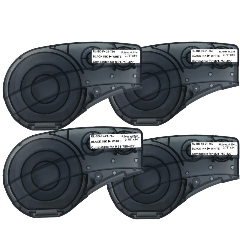 Sikot Compatible Label Tape Replacememt M21-750-427 Cartridge Ribbon 3/4 Inches Wire Cable Labels Translucent Tape,Work With Bmp21-Plus/Lab M210 M211 Self Laminating -14' Length 0.75"" Widt-4 Roll - Image 1